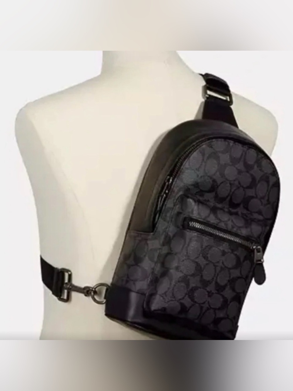 Coach Black Logo Canvas Mini Backpack